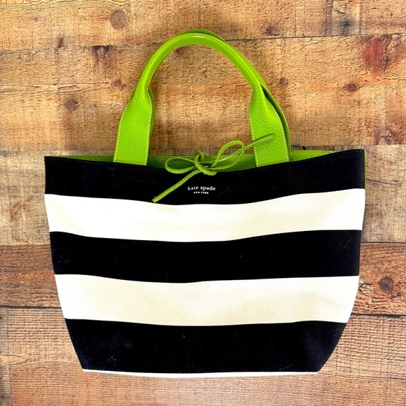 Kate Spade Rare Vintage Y2K Striped Canvas/Leather Satchel